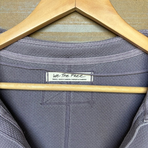 Free People Anakin Oversized Thermal Pullover Purple Boho Preppy Womens S - Picture 3 of 6